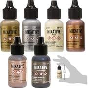 Ranger Tim Holtz Metallic Mixatives Bundle of 6 Colors Silver, Gold, Rose Gold, Gunmetal, Pearl, Copper