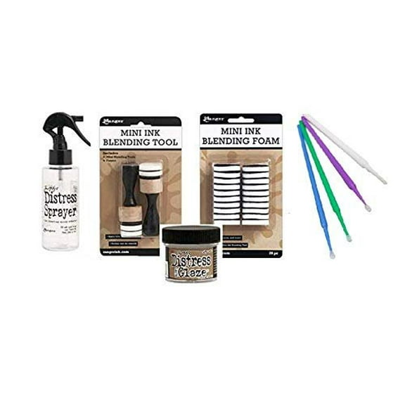Ranger Tool Bundle - 2 Blending Tools, 20 Replacement Foam, Distress Spray and Distress Glaze Kit w/PTP Blending Sticks
