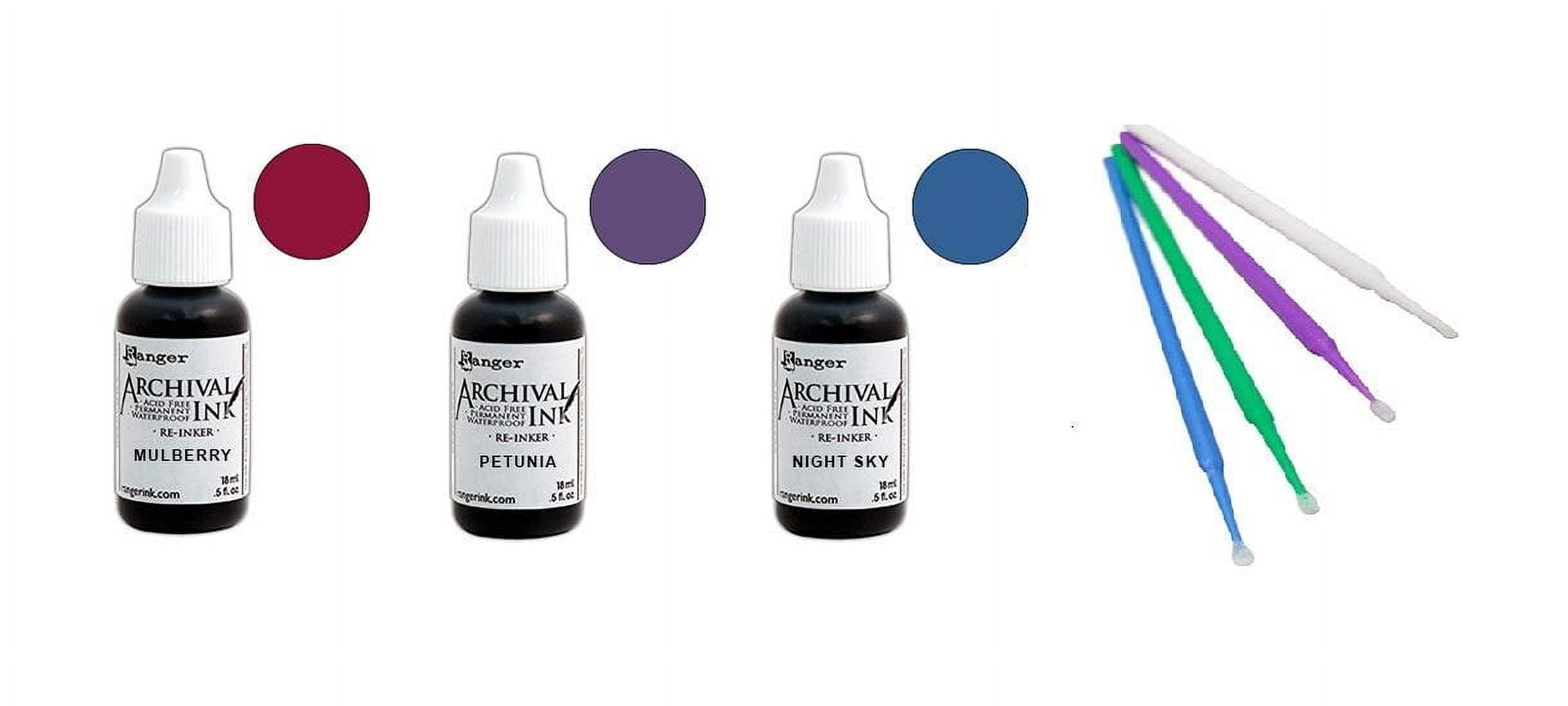 Ranger Wendy Vecchi Archival Ink Bundle - Mulberry, Night Sky, and Petunia 3 Reinker Set
