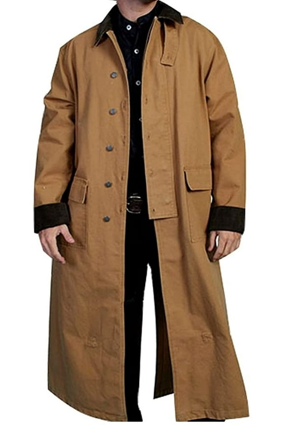 Scully RangeWear Mens Brown 100% Cotton Long Overcoat Duster Coat M
