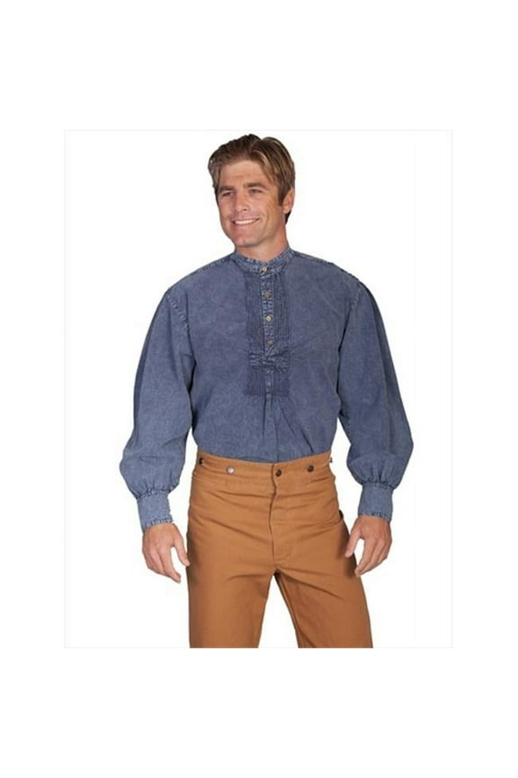 Scully Men's Wahmaker Pleated Front Puffed Sleeve Shirt, Dark Blue, 3X