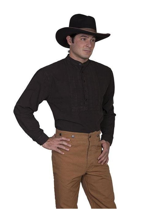 Scully Rangewear Men's Classic Pleated Bib Inset Frontier Shirt, Brown, 3X
