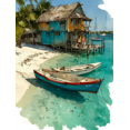 thumbnail image 1 of Rangiroa French Polynesia Watercolor Beach Canvas Vacation Wall Decor, 1 of 8