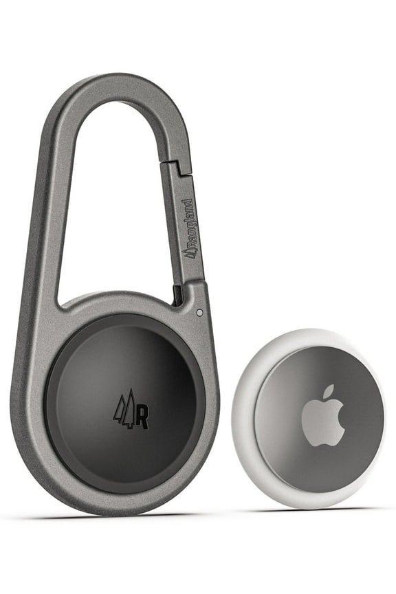 Airtag Holder with Keychain Carabiner - Secure Protective Case Designed for Apple Airtag - Aluminum Gunmetal