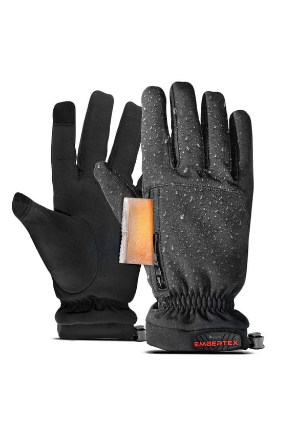 Rangland Waterproof Winter Gloves with Hand Warmer Pocket and Touchscreen Fingers (Includes 6 Air Activated Hand Warmers) Adult Size Small