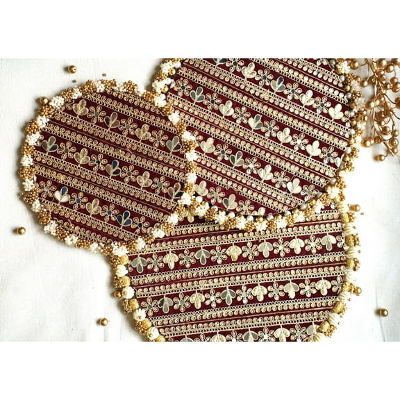 Rangoli Tray Decor - Festive Hand-crafted three piece set. Ideal for placing Pooja Thali, Diwali Decor, Housewarming gift
