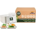 thumbnail image 1 of Rani 5 Compartment Square Biodegradable Divided Plates, Pack of 1000 ~ Party, Thali, Buffet | Disposable & Eco-Friendly | Heavy-Duty Sturdy Paper Bagasse | 10.24" x 8.27" x 0.91", 1 of 9