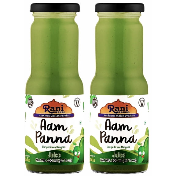 Rani Aam Panna 6.7 fl oz (200 ml) Glass Bottle, Pack of 2 ~ Indian Fruit Beverage | Vegan | Gluten Free | NON-GMO | Indian Origin