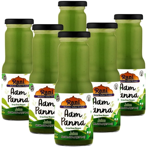 Rani Aam Panna 6.7 fl oz (200 ml) Glass Bottle, Pack of 6 ~ Indian Fruit Beverage | Vegan | Gluten Free | NON-GMO | Indian Origin