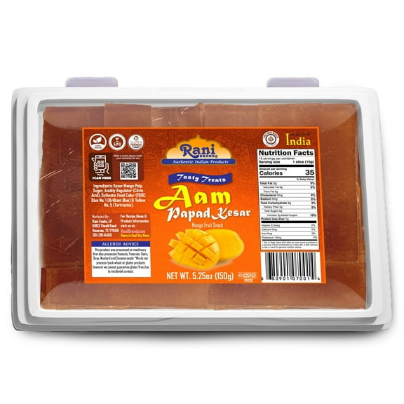 Rani Aam Papad (Mango Fruit Snack) 5.25oz (150g) ~ All Natural | Vegan | Gluten Friendly | Kosher | Indian Origin & Taste