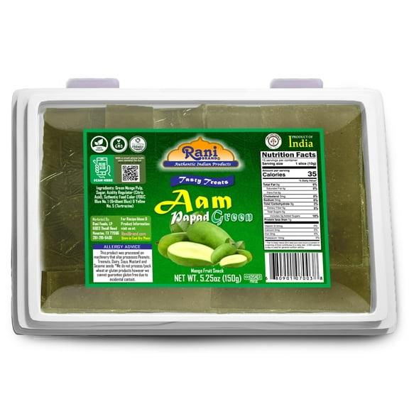 Rani Aam Papad (Mango Fruit Snack) Green Mango with Spice Mix 5.25oz (150g) ~ All Natural | Vegan | Gluten Friendly | Kosher | Indian Origin & Taste