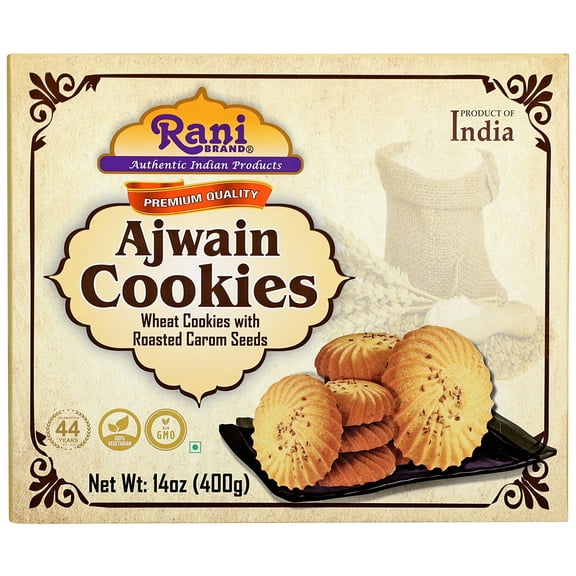 Rani Ajwain Cookies (Wheat Cookies with Roasted Carom Seeds) 14oz (400g) ~ All Natural | Vegan | Non-GMO | Indian Origin