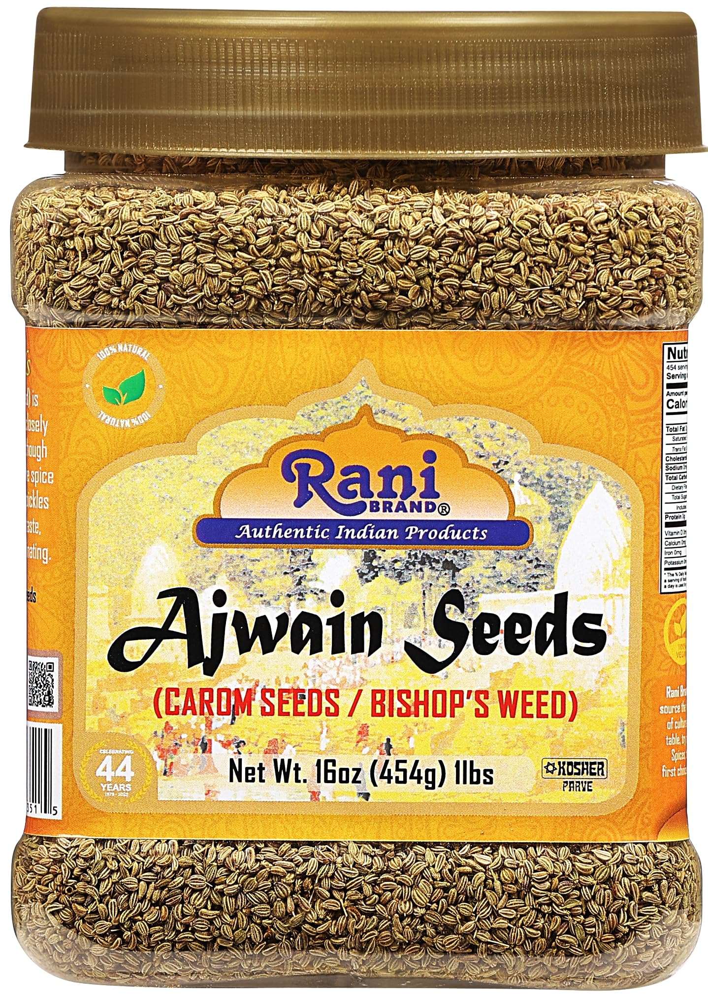 Rani Ajwain Seeds (Carom Weed) Spice Whole 16oz (454g) PET Jar