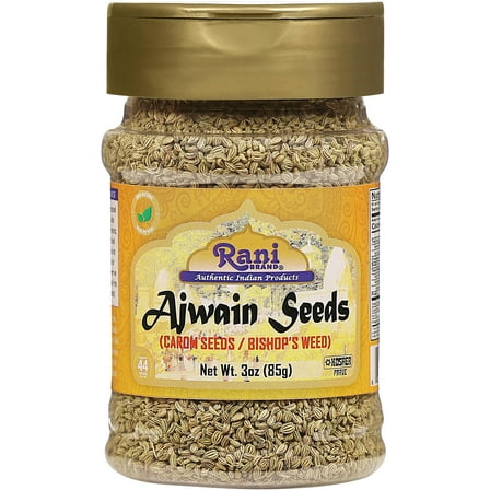 Rani Ajwain Seeds (Carom Bishops Weed) Spice Whole 3oz (85g) PET Jar ~ Natural | Vegan | Gluten Friendly | NON-GMO | Kosher | Indian Origin