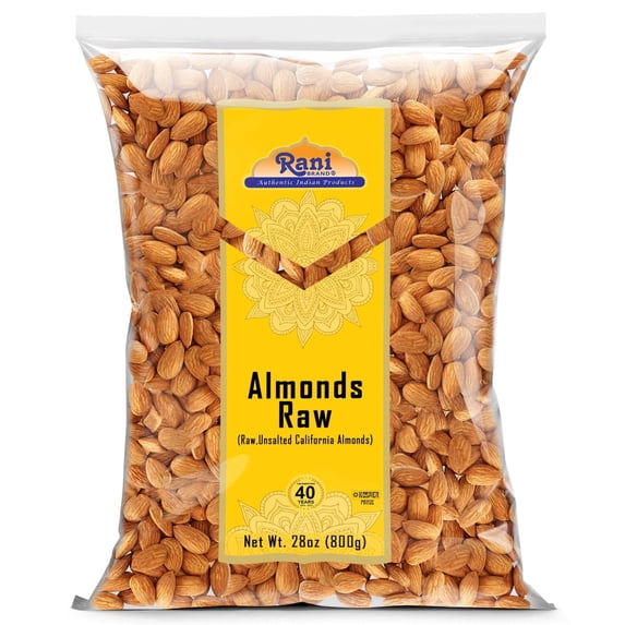 Rani Almonds, Raw Whole With Skin (uncooked, unsalted) 28oz (800g) ~ All Natural | Vegan | Kosher | Gluten Friendly ~ California Shelled Almonds