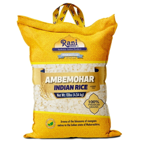 Rani Ambemohar Indian Rice 160oz (10lbs) 4.54kg Cloth Bag ~ All Natural | Gluten Friendly | Vegan | Kosher | Export Quality | Indian Origin