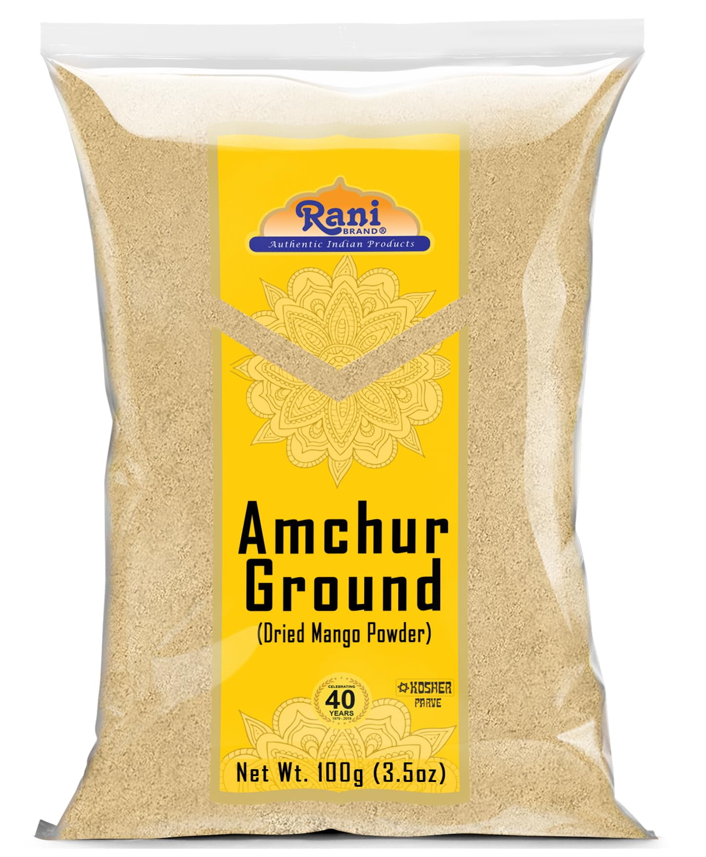 Rani Amchur (Mango) Ground Powder Spice 3.5oz (100g) ~ All Natural | Indian Origin | No Color | Gluten Friendly | Vegan | NON-GMO | Kosher | No Salt or fillers
