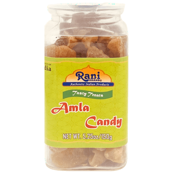 Rani Amla Candy 5.25oz (150g) Vacuum Sealed, Easy Open Top, Resealable Container ~ Indian Tasty Treats | Vegan | Gluten Friendly | NON-GMO | Indian Origin