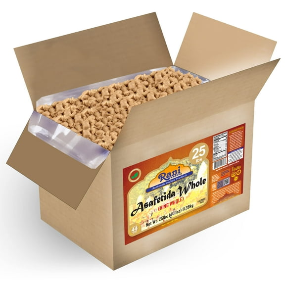 Rani Asafetida (Hing) Whole 400oz (25lbs) 11.36kg Bulk Box ~ All Natural | Salt Free | Vegan | NON-GMO | Kosher | Asafoetida Indian Spice | Best for Onion Garlic Substitute