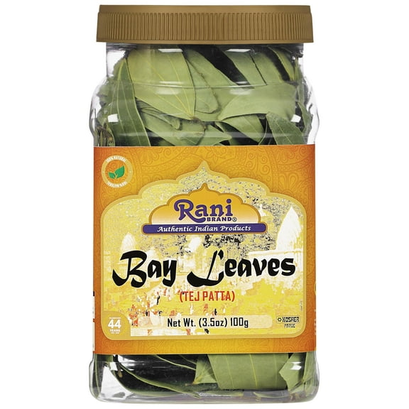 Rani Bay Leaf (Leaves) Whole Spice Hand Selected Extra Large 3.5oz (100g) PET Jar ~ All Natural | Gluten Friendly | NON-GMO | Kosher | Vegan | Indian Origin (Tej Patta)