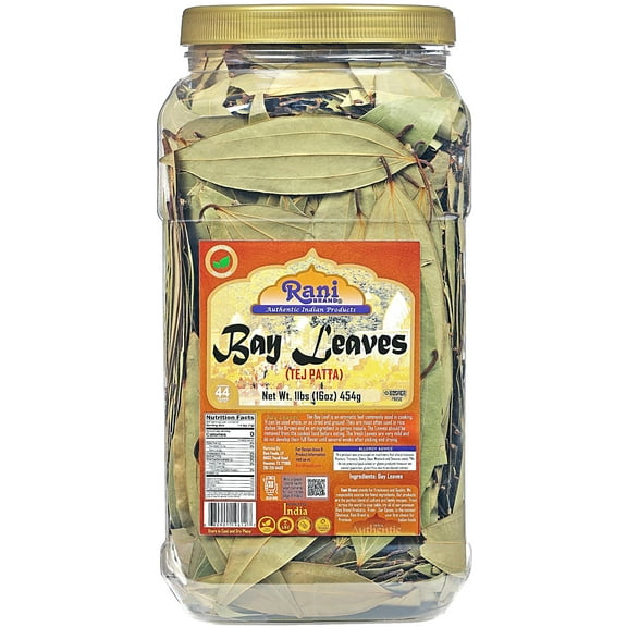Rani Bay Whole Leaf (Leaves) Spice Hand Selected Extra Large 16oz (1lb) 454g Bulk PET Jar ~ All Natural | Gluten Friendly | NON-GMO | Vegan | Kosher | Indian Origin (Tej Patta)