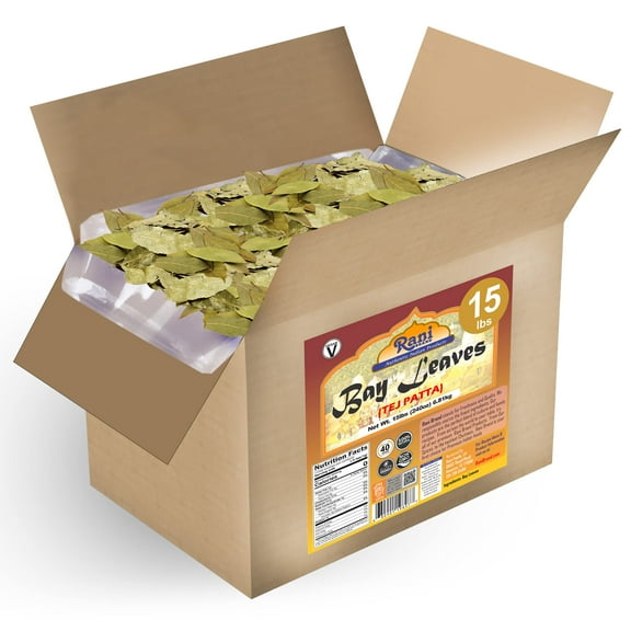 Rani Bay Whole Leaf (Leaves) Spice Hand Selected Extra Large 240oz (15lbs) 6.8kg Bulk Box ~ All Natural | Gluten Friendly | NON-GMO | Vegan | Indian Origin (Tej Patta)