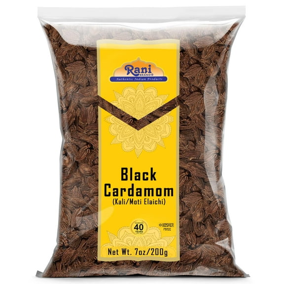 Rani Black Cardamom Pods (Kali Elachi) Whole Dried Indian Spice 7oz (200g) ~ Natural | Vegan | Gluten Friendly | NON-GMO | Kosher | Indian Origin ~ Smokey | Tsaoko | Cao Guo | Bach Dan Khau | Badi