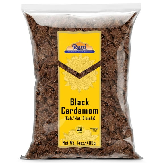 Rani Black Cardamom Pods (Kali Elachi) Whole Indian Spice 14oz (400g) ~ All Natural | Vegan | Gluten Friendly | NON-GMO | Indian Origin | Smokey, Tsaoko, Cao Guo, Bach Dan Khau, Badi