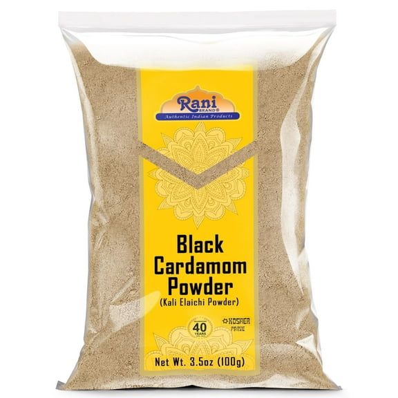 Rani Black Cardamom Powder (Kali Elachi) Indian Spice 3.5oz (100g) ~ All Natural | Vegan | Gluten Friendly | NON-GMO | Kosher | Indian Origin | Smokey, Tsaoko, Cao Guo, Bach Dan Khau, Badi