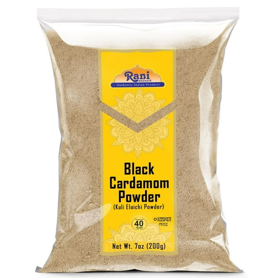 Rani Black Cardamom Powder (Kali Elachi) Indian Spice 7oz (200g) ~ All Natural | Vegan | Gluten Friendly | NON-GMO | Kosher | Indian Origin | Smokey, Tsaoko, Cao Guo, Bach Dan Khau, Badi