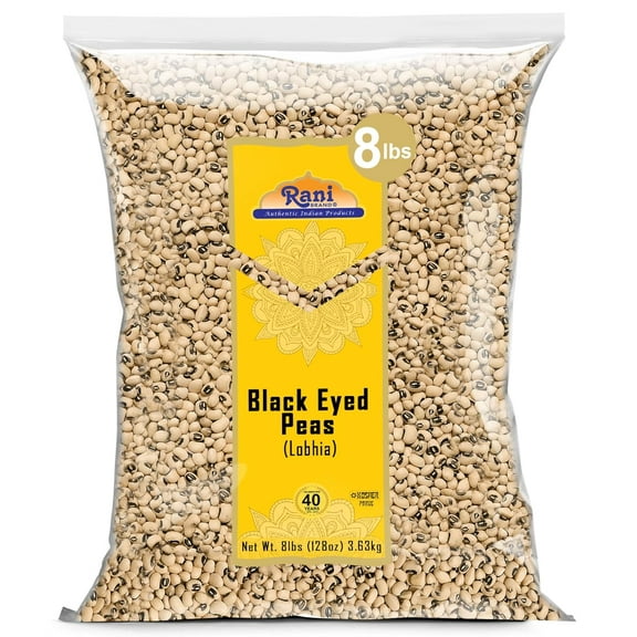 Rani Black Eyed Peas, Dried Cowpeas (Lobhia) 128oz (8lbs) 3.63kg Bulk ~ All Natural | Vegan | Kosher | Gluten Friendly | Product of USA