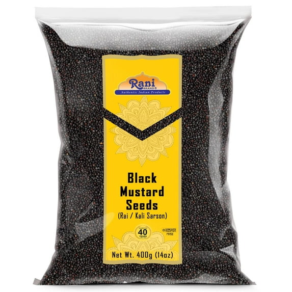 Rani Black Mustard Seeds Whole Spice (Kali Rai) 14oz (400g) ~ All Natural | Gluten Friendly | NON-GMO | Kosher | Vegan | Indian Origin