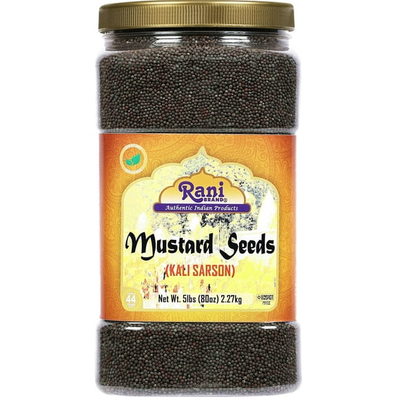 Rani Black Mustard Seeds Whole Spice (Kali Rai) 80oz (5lbs) 2.27kg Bulk PET Jar ~ All Natural | Gluten Friendly | NON-GMO | Kosher | Vegan | Indian Origin