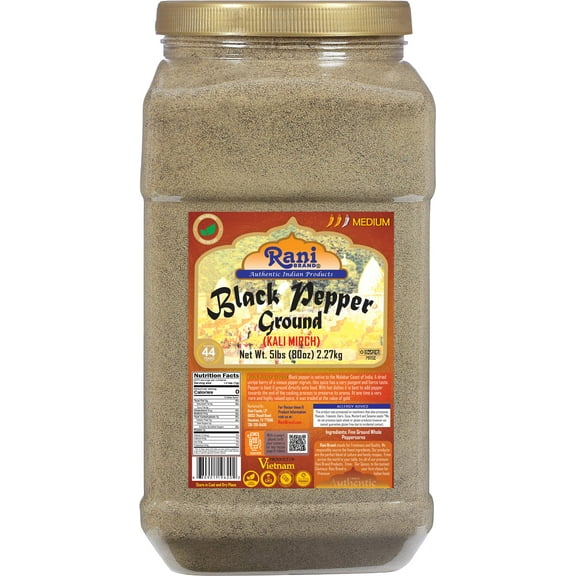 Rani Black Pepper Fine Powder 80 Mesh, 80oz (5lbs) 2.27kg Bulk PET Jar ~ All Natural | Vegan | Gluten Friendly | NON-GMO | Kosher