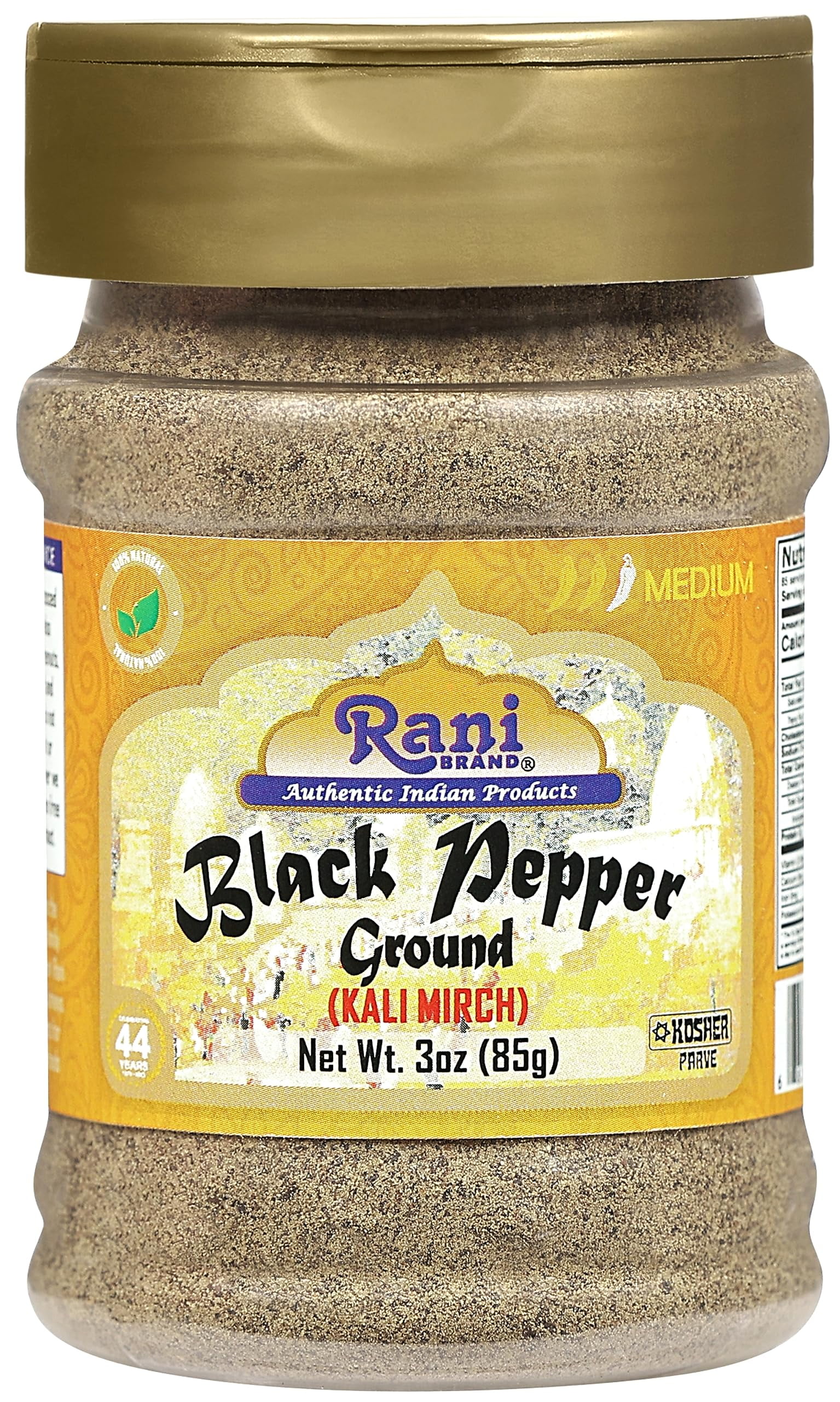 Rani Black Pepper Fine Powder 80 Mesh, Premium Indian 3oz (85g) PET Jar