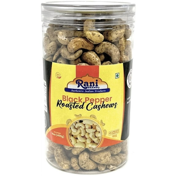 Rani Black Pepper Roasted Cashews 14oz (400g) PET Jar, Non-Fried, Oil Free ~ All Natural | Vegan | Gluten Friendly | NON-GMO | Kosher | Air Roasted, Crunchy & Flavorful