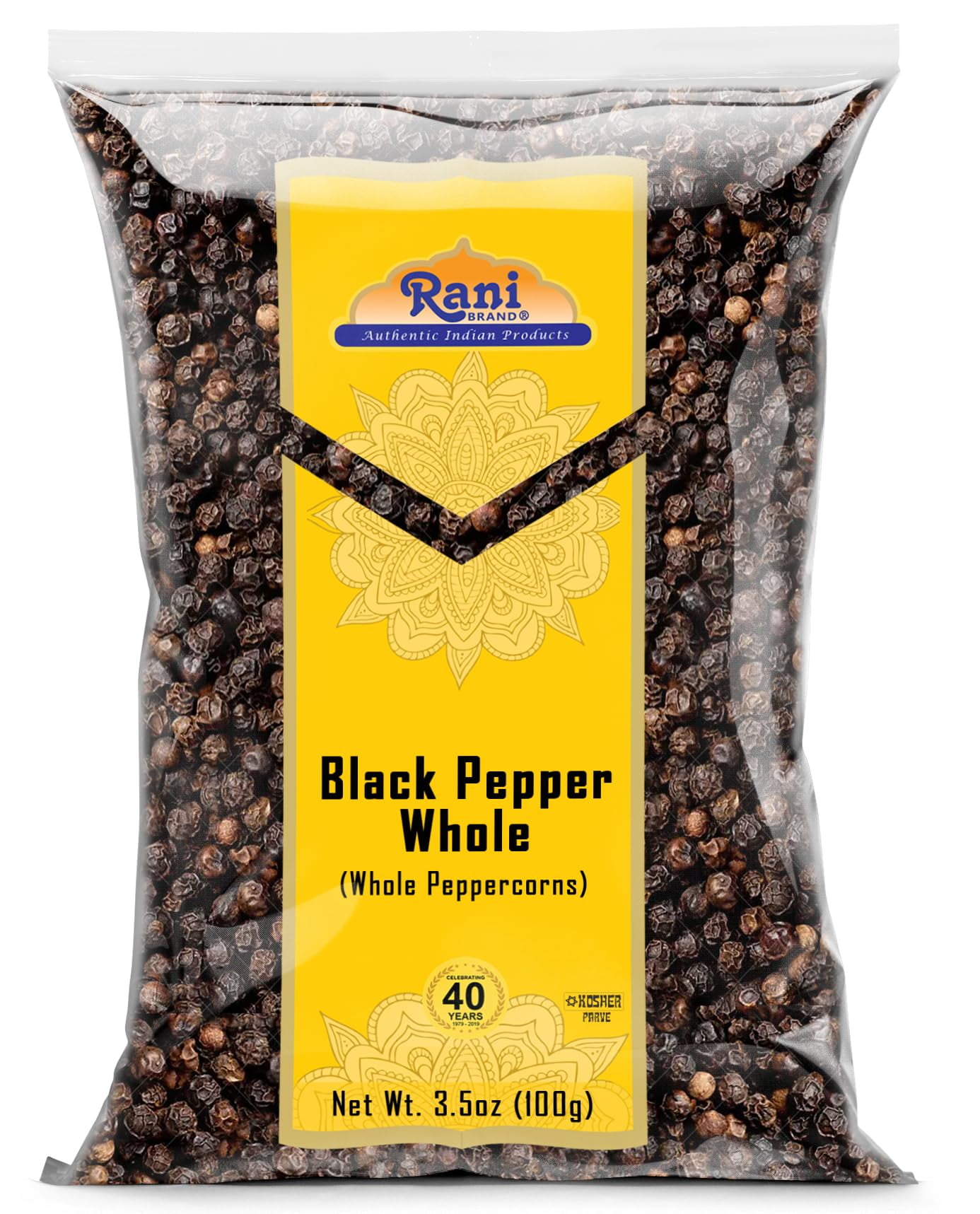 Rani Black Pepper Whole (Peppercorns), Premium Indian MG1 Grade 3.5oz