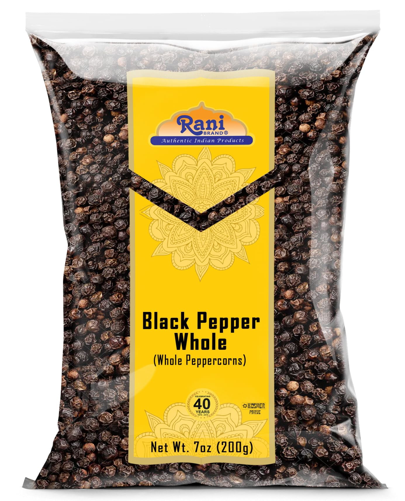 Rani Black Pepper Whole (Peppercorns), Premium Indian MG1 Grade 7oz