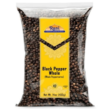 Rani Black Pepper Whole (Peppercorns), Premium MG-1 Grade 14oz (400g) ~ Gluten Friendly | Non-GMO | Kosher | Natural | Perfect size for Grinders!