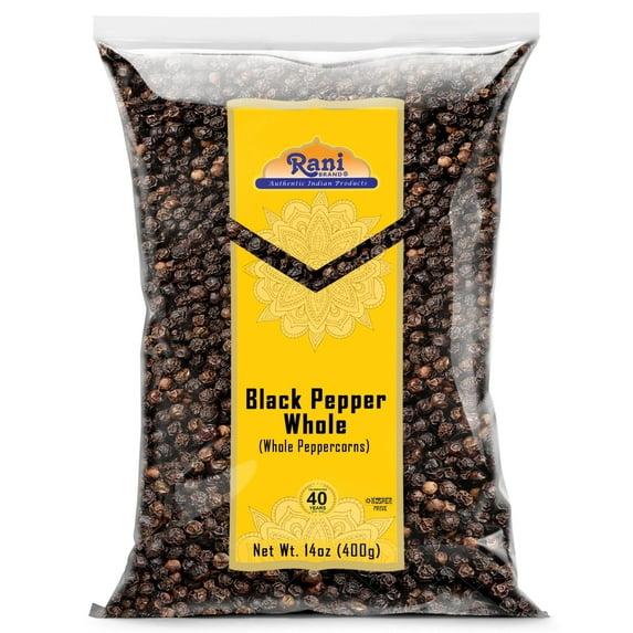 Rani Black Pepper Whole (Peppercorns), Premium MG-1 Grade 14oz (400g) ~ Gluten Friendly | Non-GMO | Kosher | Natural | Perfect size for Grinders!