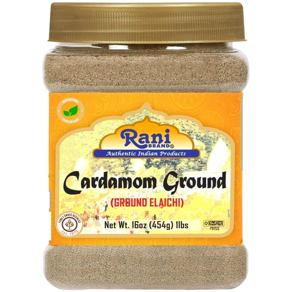 Rani Cardamom (Elachi) Ground, Powder Indian Spice 16oz (1lb) 454g PET Jar ~ All Natural | No Color Added | Gluten Friendly | Vegan | NON-GMO | Kosher | No Salt or Fillers