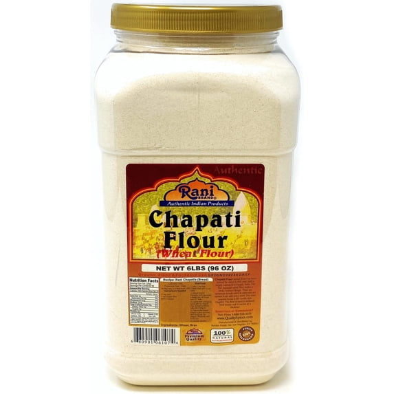 Rani Chapati Flour (100% Pure Whole Wheat Atta), For Making Roti & Indian Breads 96oz (6lbs) 2.72kg PET Jar ~ All Natural | Vegan | No Salt or Colors | NON-GMO | Indian Origin