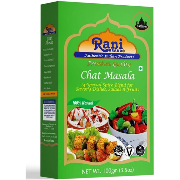 Rani Chat Masala (14 Spice Seasoning Salt) Tangy Indian Seasoning 3.5oz (100g) ~ All Natural | No MSG | Vegan | No Colors | Gluten Friendly | NON-GMO | Indian Origin