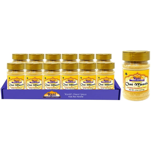 Rani Chat Masala (14 Spice Seasoning Salt) Tangy Indian Seasoning 4.5oz (127.5g) PET Jar, Pack of 12 ~ All Natural | No MSG | Vegan | No Colors | Gluten Friendly | NON-GMO | Indian Origin