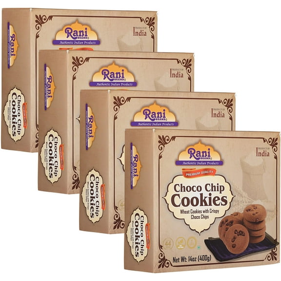 Rani Choco Chip Cookies (Wheat Cookies with Crispy Choco Chips) 14oz (400g) Pack of 3+1 FREE, Indian Cookies ~ Vegan | Non-GMO | Indian Origin