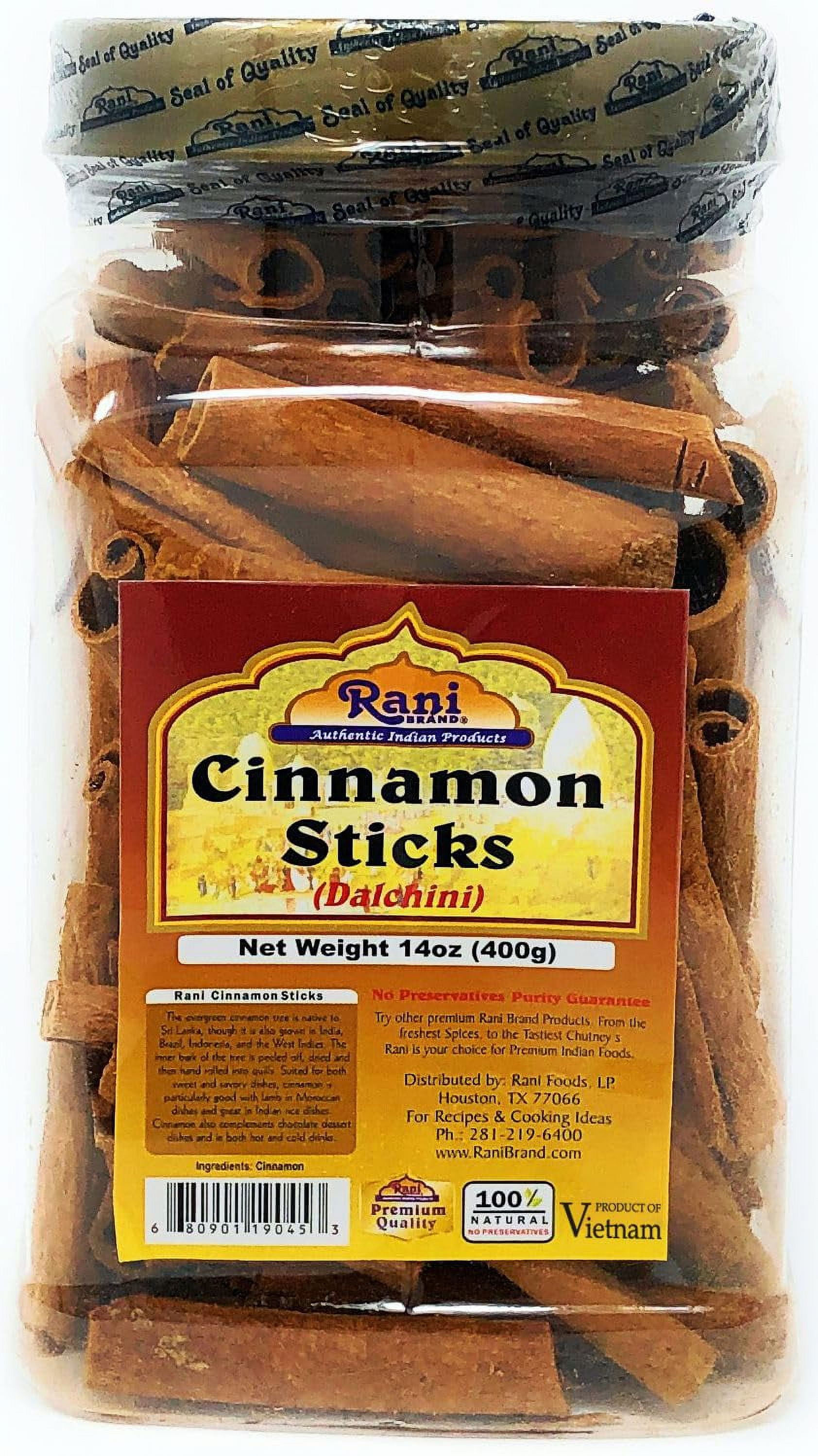 Rani Cinnamon Sticks 14oz (400g) ~ 72-88 Sticks Inches in Length Cassia Round, PET Jar ~ All Natural | Vegan | No Colors | Gluten Friendly | NON-GMO