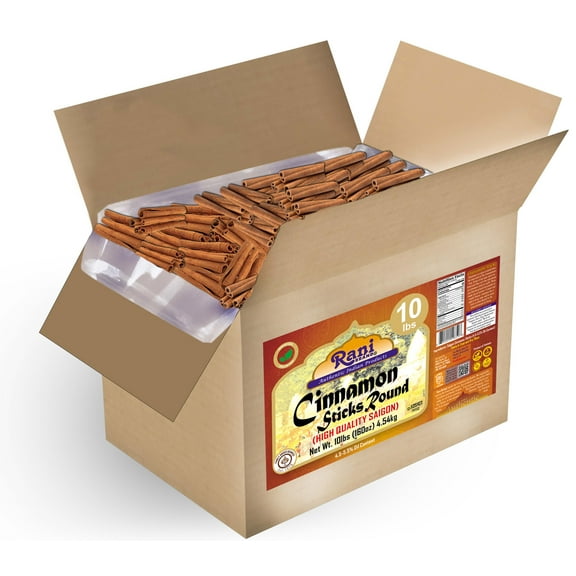 Rani Cinnamon Sticks 160oz (10lbs) 4.54kg Bulk Box - 875-1000 Sticks - Strong Aroma, Perfect for Baking, Cooking & Beverages | 3+ Inches Length - Cassia Saigon Cinnamon from Vietnam | Kosher