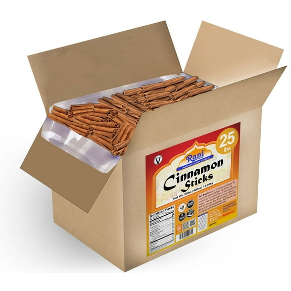 Rani Cinnamon Sticks 400oz (25lbs) 11.63kg Bulk Box - 2300-2500 Sticks - Strong Aroma, Perfect for Baking, Cooking & Beverages | 3+ Inches Length - Cassia Saigon Cinnamon from Vietnam | Kosher