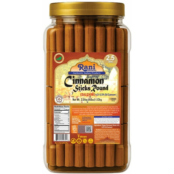 Rani Cinnamon Sticks 40oz (2.5lbs) 1.13kg Bulk PET Jar - 220 -250 Sticks - Strong Aroma, Perfect for Baking, Cooking & Beverages | 3  Inches Length - Cassia Saigon Cinnamon from Vietnam | Kosher