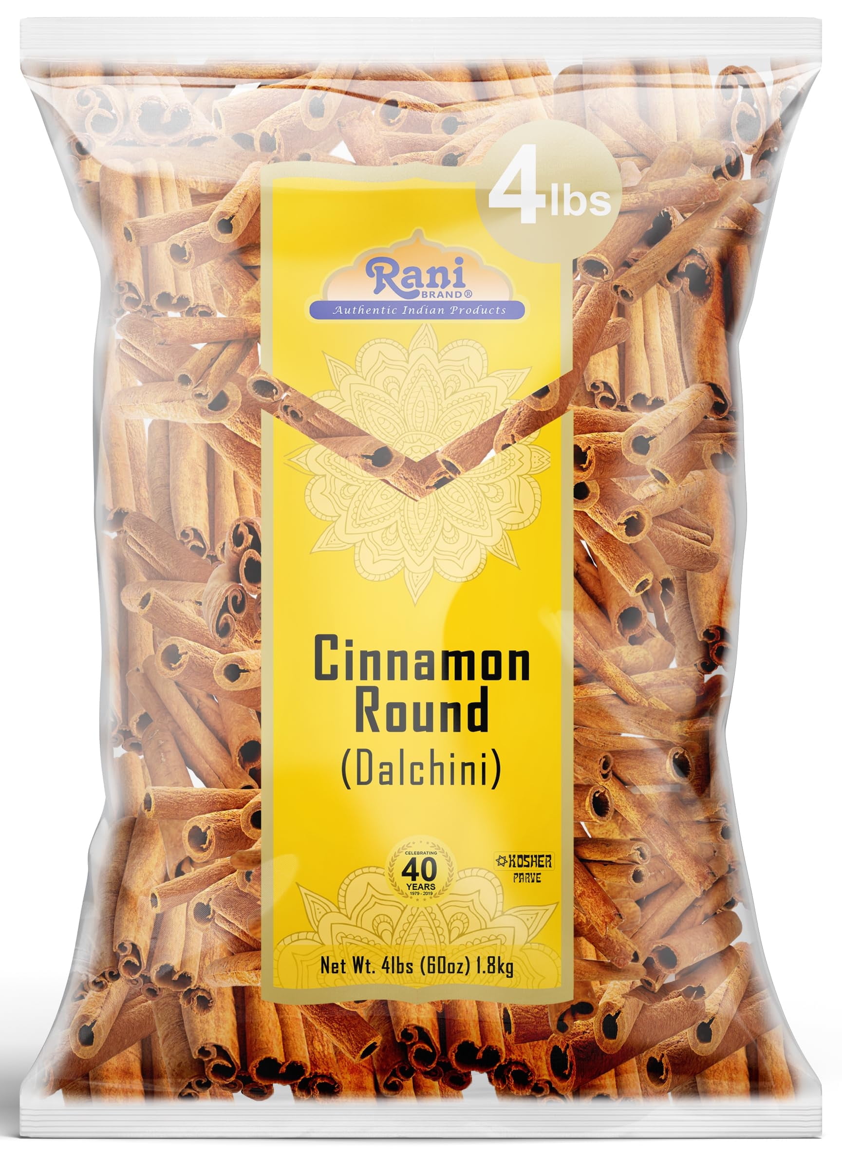 Rani Cinnamon Sticks 64oz (4lbs) 1.81kg Bulk Bag - 350-400 Sticks - Strong Aroma, Perfect for Baking, Cooking & Beverages | 3+ Inches Length - Cassia Saigon Cinnamon from Vietnam | Kosher